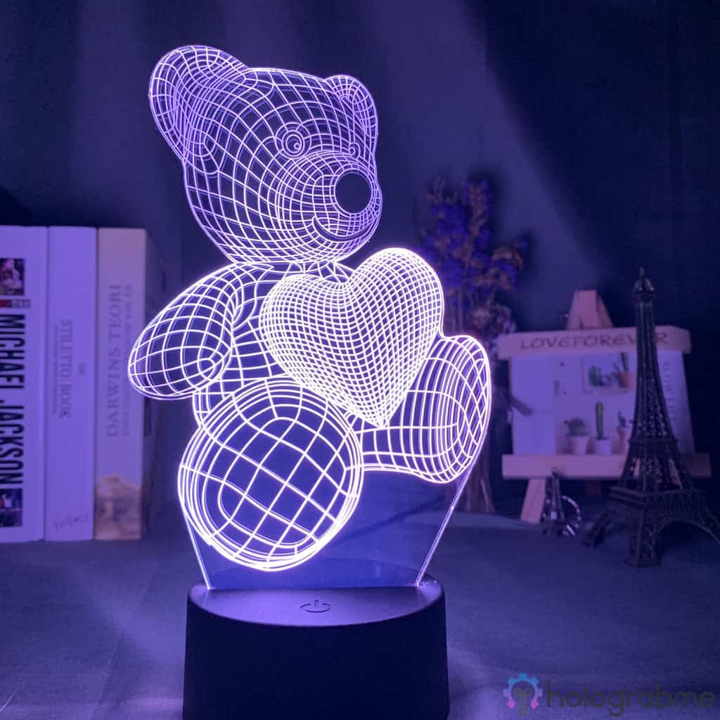 Lampe 3D Nounours Amoureux 4